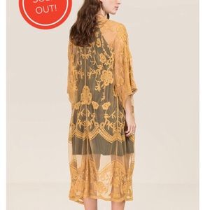 Golden Yellow Lace Duster Sz M